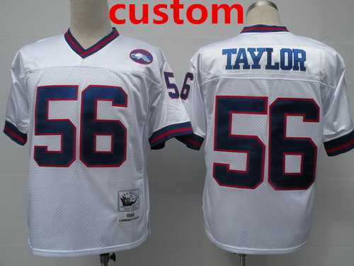 Men's New York Giants Custom White Throwback Jersey-0